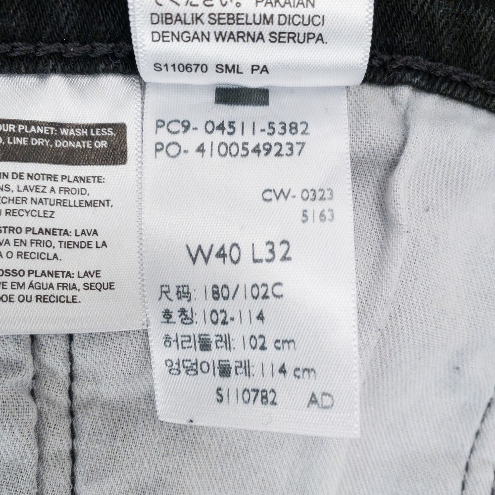 Levi's 511 Slim Fit Mens Black Denim Jeans 40x32 Fits 37x30 Style 04511-5382 - Picture 7 of 14